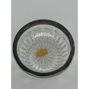 Vintage West Germany Lead Crystal Bowl 5" Silver Rim Cut Glass Crystal 24% PBO